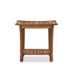 2-Tier Acacia Wood Shower Stool with Storage Shelf