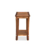 2-Tier Acacia Wood Shower Stool with Storage Shelf