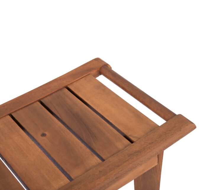2-Tier Acacia Wood Shower Stool with Storage Shelf