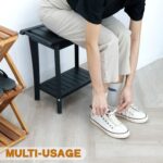 2-Tier Acacia Wood Shower Stool with Storage Shelf