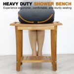 2-Tier Acacia Wood Shower Stool with Storage Shelf