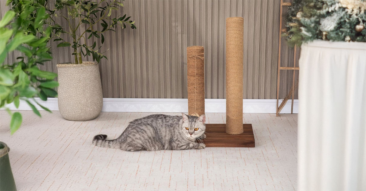 22-Inch Cat Scratching Post Solid Wood Sisal Scratcher