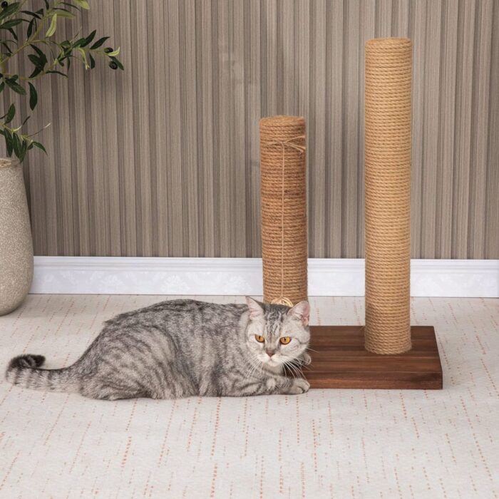 22-Inch Cat Scratching Post Solid Wood Sisal Scratcher