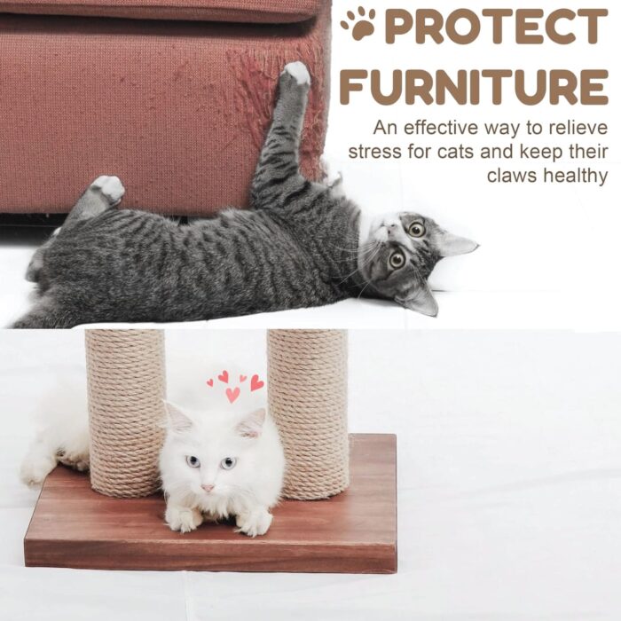 22-Inch Cat Scratching Post Solid Wood Sisal Scratcher