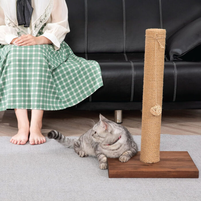 22-Inch Cat Scratching Post Solid Wood Sisal Scratcher