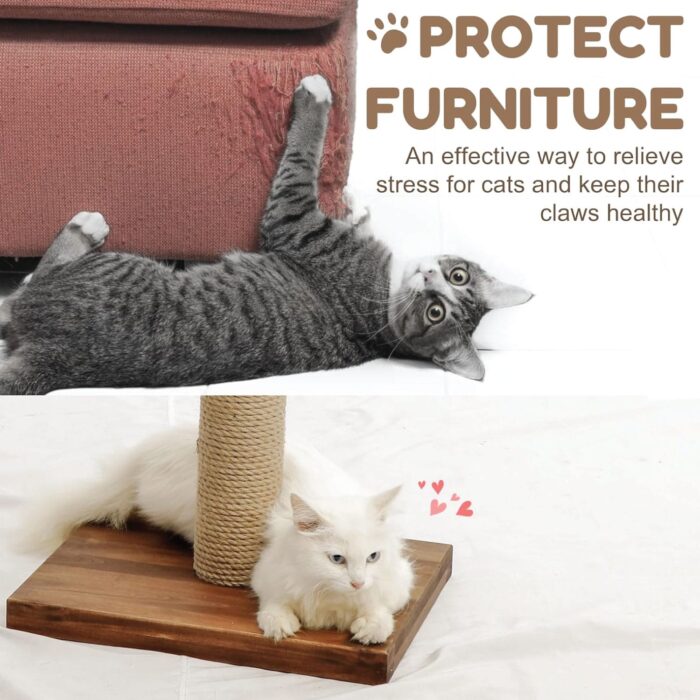 22-Inch Cat Scratching Post Solid Wood Sisal Scratcher