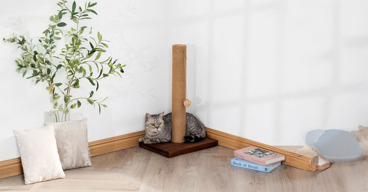 22-Inch Cat Scratching Post Solid Wood Sisal Scratcher