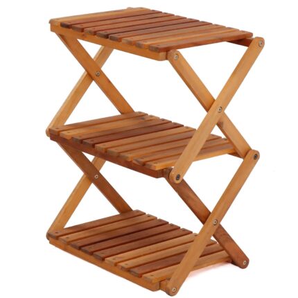 3-Tier Acacia Wood Shoe Rack Portable Storage Shelf