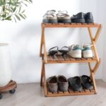 3-Tier Acacia Wood Shoe Rack Portable Storage Shelf