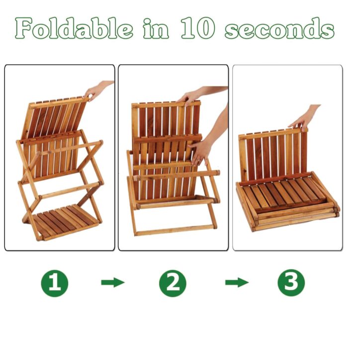 3-Tier Acacia Wood Shoe Rack Portable Storage Shelf