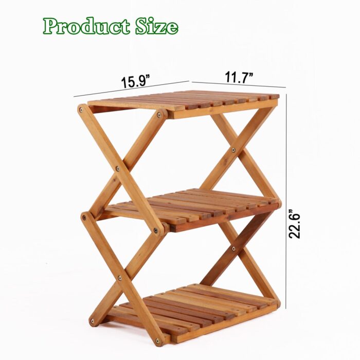 3-Tier Acacia Wood Shoe Rack Portable Storage Shelf