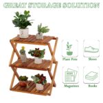3-Tier Acacia Wood Shoe Rack Portable Storage Shelf