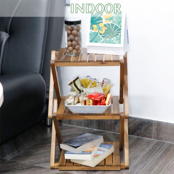 3-Tier Acacia Wood Shoe Rack Portable Storage Shelf