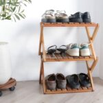 3-Tier Acacia Wood Shoe Rack Portable Storage Shelf