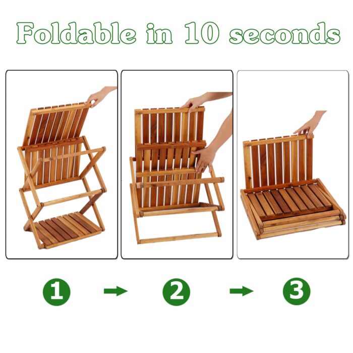 3-Tier Acacia Wood Shoe Rack Portable Storage Shelf