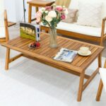 4-Piece Acacia Wood Patio Furniture Set with Cushions