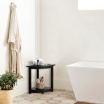 Acacia Corner Shower Stool Waterproof Bath Bench with Shelf