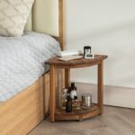 Acacia Corner Shower Stool Waterproof Bath Bench with Shelf