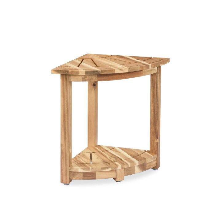Acacia Corner Shower Stool Waterproof Bath Bench with Shelf