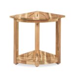 Acacia Corner Shower Stool Waterproof Bath Bench with Shelf