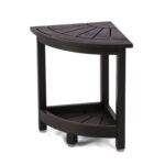 Acacia Corner Shower Stool Waterproof Bath Bench with Shelf