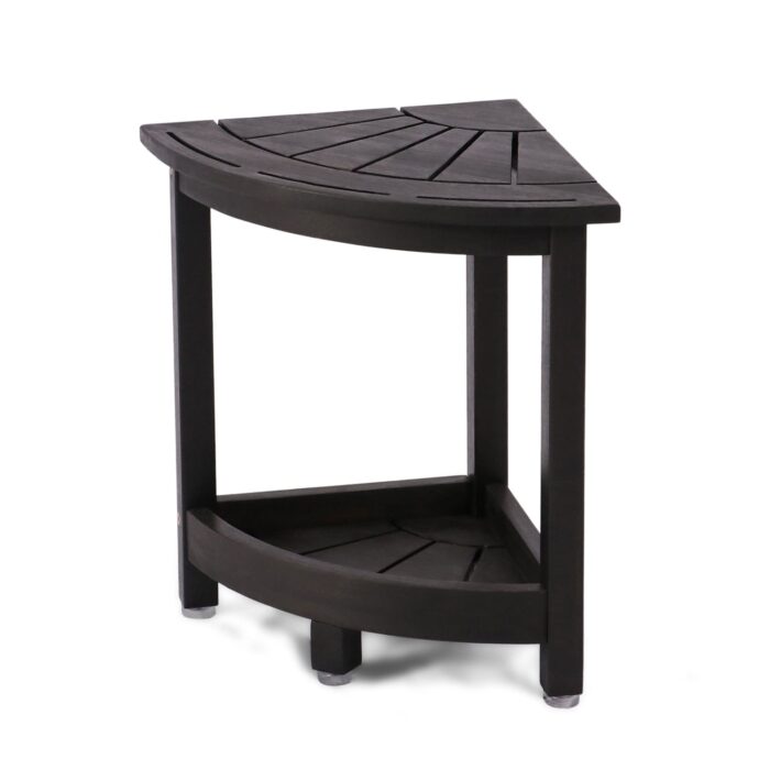 Acacia Corner Shower Stool Waterproof Bath Bench with Shelf