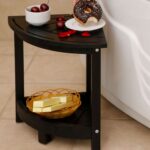 Acacia Corner Shower Stool Waterproof Bath Bench with Shelf
