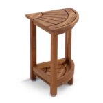 Acacia Corner Shower Stool Waterproof Bath Bench with Shelf