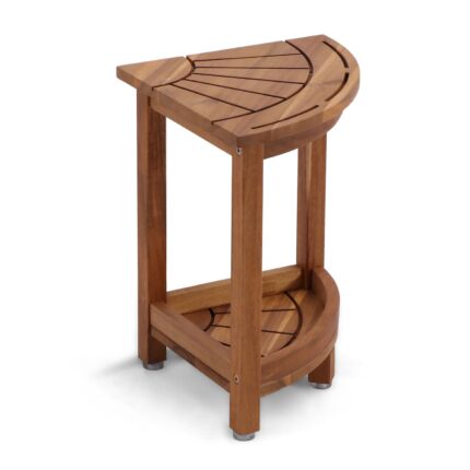 Acacia Corner Shower Stool Waterproof Bath Bench with Shelf