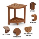 Acacia Corner Shower Stool Waterproof Bath Bench with Shelf