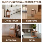 Acacia Corner Shower Stool Waterproof Bath Bench with Shelf