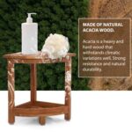 Acacia Corner Shower Stool Waterproof Bath Bench with Shelf