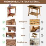Acacia Corner Shower Stool Waterproof Bath Bench with Shelf