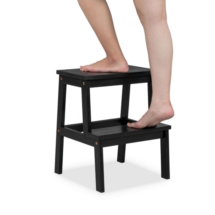 Acacia Wood 2-Step Stool Waterproof for Bathroom & Kitchen