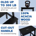 Acacia Wood 2-Step Stool Waterproof for Bathroom & Kitchen