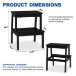 Acacia Wood 2-Step Stool Waterproof for Bathroom & Kitchen