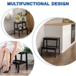 Acacia Wood 2-Step Stool Waterproof for Bathroom & Kitchen