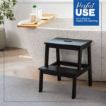 Acacia Wood 2-Step Stool Waterproof for Bathroom & Kitchen