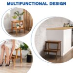 Acacia Wood 2-Step Stool Waterproof for Bathroom & Kitchen