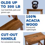 Acacia Wood 2-Step Stool Waterproof for Bathroom & Kitchen