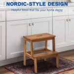 Acacia Wood 2-Step Stool Waterproof for Bathroom & Kitchen