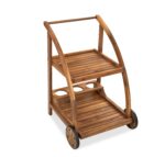 Acacia Wood Bar Cart Rolling Coffee & Drink Cart