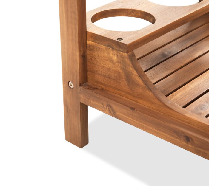 Acacia Wood Bar Cart Rolling Coffee & Drink Cart