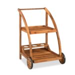 Acacia Wood Bar Cart Rolling Coffee & Drink Cart