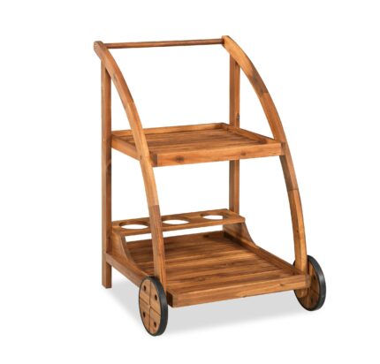 Acacia Wood Bar Cart Rolling Coffee & Drink Cart