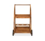 Acacia Wood Bar Cart Rolling Coffee & Drink Cart