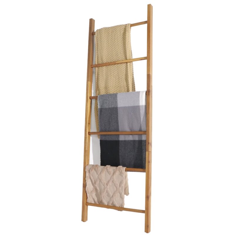 Acacia Wood Blanket Ladder 6-Tier Storage Rack