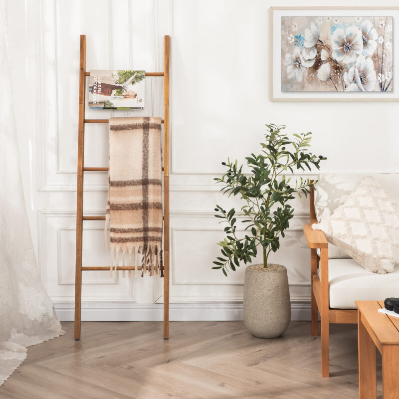 Acacia Wood Blanket Ladder 6-Tier Storage Rack