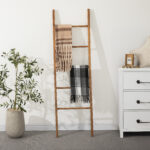 Acacia Wood Blanket Ladder 6-Tier Storage Rack