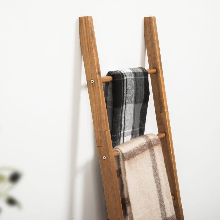 Acacia Wood Blanket Ladder 6-Tier Storage Rack